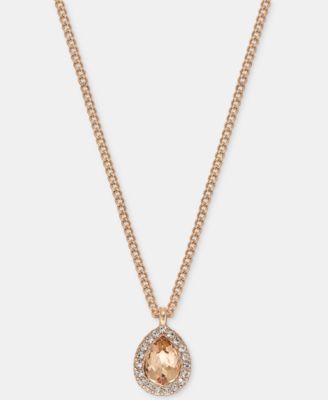 Crystal Pear-Shape Pendant Necklace, 16" + 3" extender