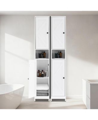 Tall Narrow Bathroom Cabinet, 66.9", Freestanding Water-Resistant Storage, 2 Doors, Small Space Organizer
