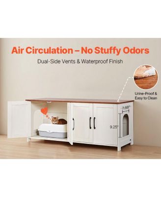 47.2" Hidden Litter Box Cabinet with 4 Doors & 2 Entries - Multi-Cat Wooden Washroom Furniture