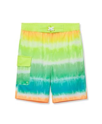 Boys Chlorine Resistant Stretch Printed Hydroliner Board Swim Trunks