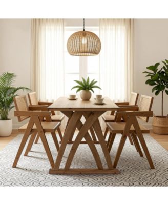 63 Inches Solid Wood Dining Table for 4-6 People,Rectangular Kitchen Table