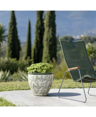 Green Paisley Ceramic Planter, 15.55" Round, Indoor & Outdoor Flower Pot