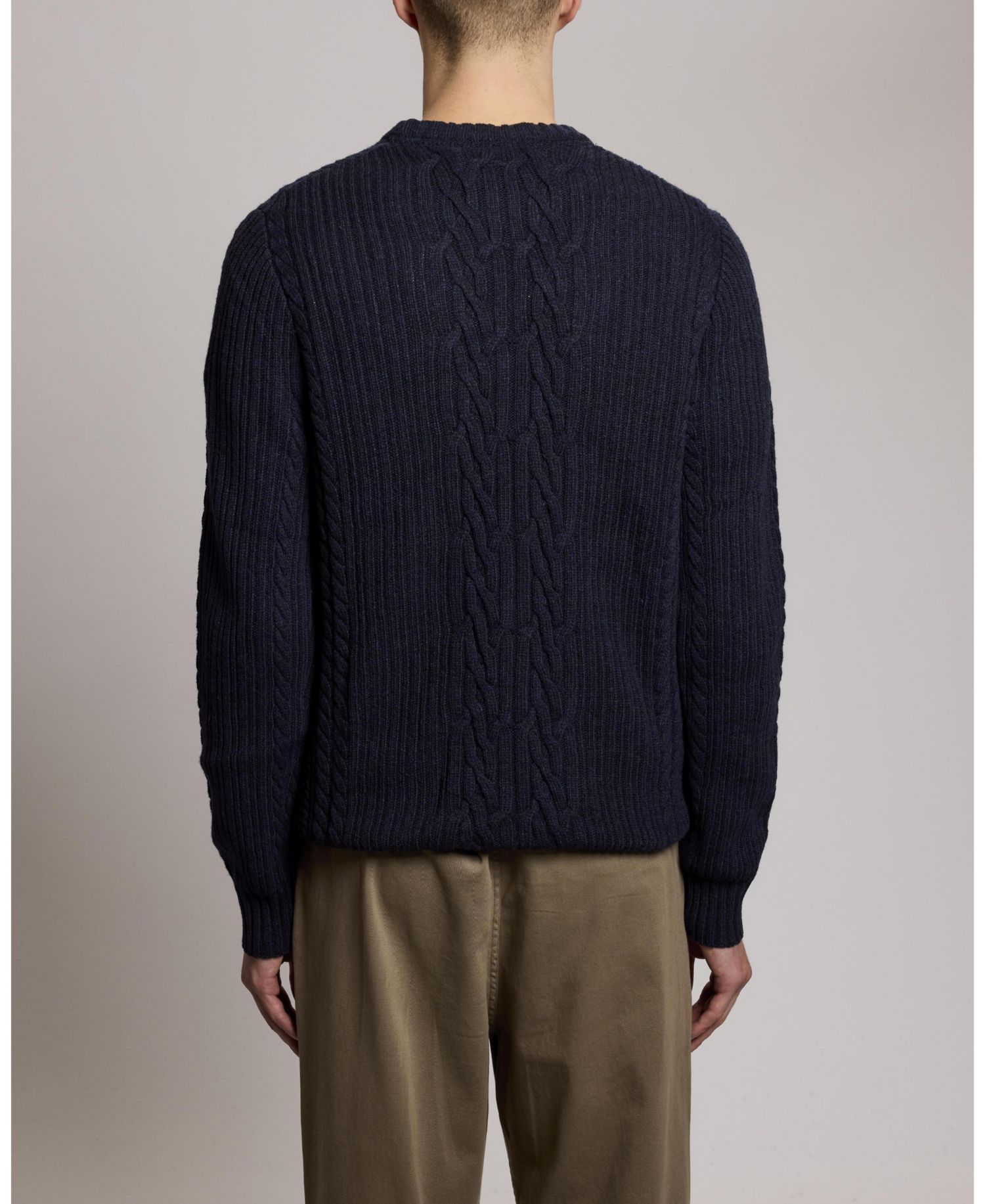 Men's Ribbed Cable Knit Long Sleeve Sweater
