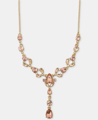 Crystal Statement Lariat Necklace, 16" + 3" extender