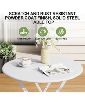 3 Piece Patio Bistro Sets,   2 Folding Chairs, Compact Conversation Set for Porch, Balcony, Garden