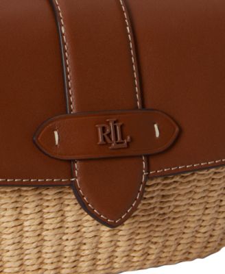Small Lynden Straw-Leather Shoulder Bag 