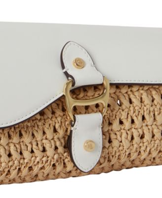 Straw-Leather  Small Tasha East-West Shoulder Bag