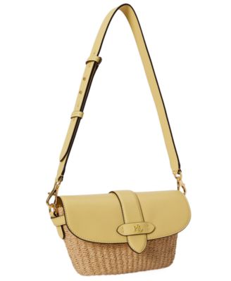 Small Lynden Straw-Leather Shoulder Bag 