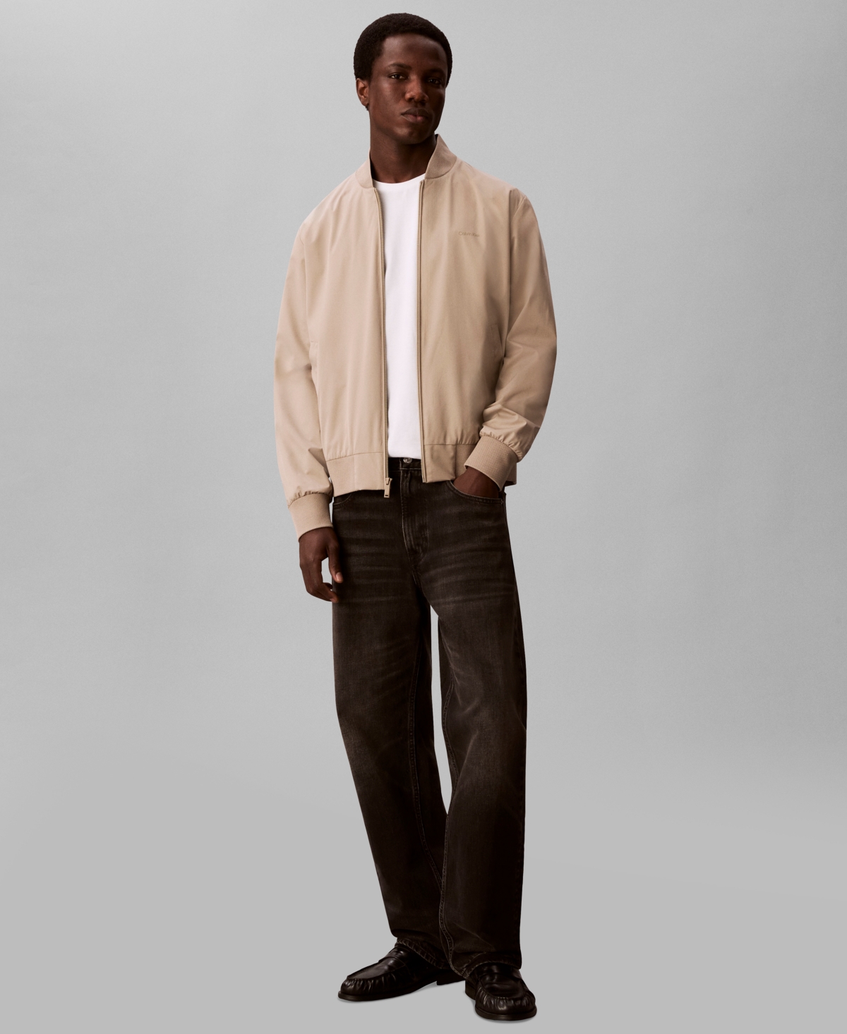 Calvin Klein Men's Birdseye Round Collar Bomber Jacket