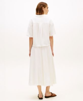 Women's Frayed Collared Short-Sleeve Shirt