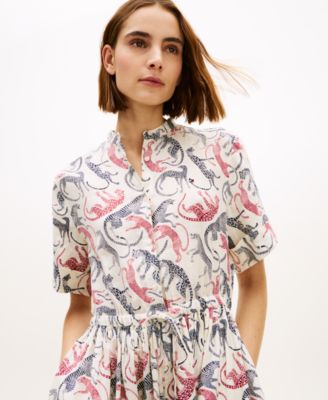 Women's Essential Collared Midi Shirt Dress