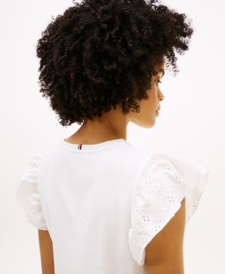 Women's Broderie Mix-Media Top