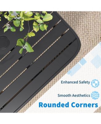 PE Rattan Outdoor Side Table with 1.57-Inch Umbrella Hole, Square Patio End Table