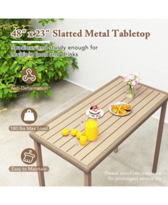 3 Pieces Patio Bar Table Set Outdoor Bar Height Table & 2 Armless Chairs