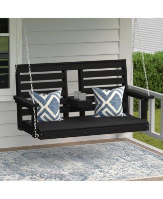 Outdoor 54" HDPE With Cupholders Porch Swing Bench