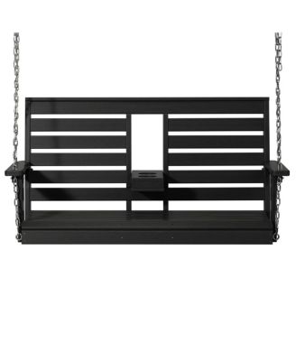 Outdoor 54" HDPE With Cupholders Porch Swing Bench