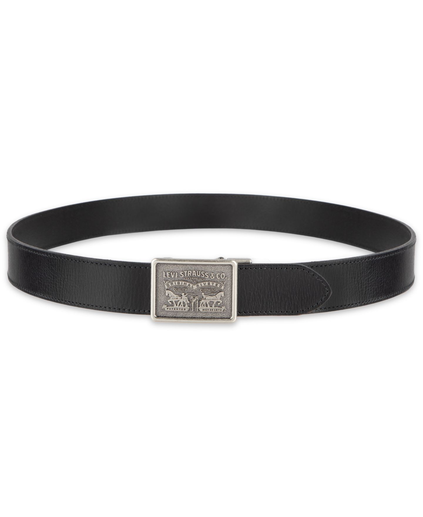 Мужской ремень Levi's Leather Plaque-Buckle Belt, цвет: Чёрный — фото 3