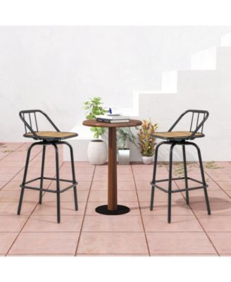 27.5'' Heavy-duty Metal Frame Bar Height Chairs w/ Footrest & Backrest for Patio