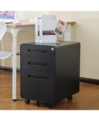 3 Drawer Mobile File Cabinet, Under Office Desk Metal Filing Cabinet with 5 Wheels, Versatile Storage Cabinet for Legal/Letter/A4 Files