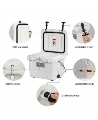 16 Quart 24-Can Capacity Portable Insulated Ice Cooler with 2 Cup Holders