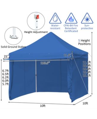 10x10 ft Pop-Up Gazebo with 4 Adjustable Heights & Folding Awning