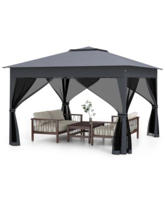 11x11 ft Pop-Up Gazebo with Mesh Netting & Double Roof
