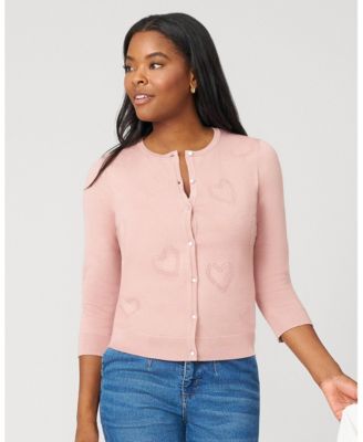 Women's Textured Heart Knit Cardigan