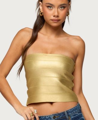 Women's Cecilea Metallic Knit Bandage Tube Top