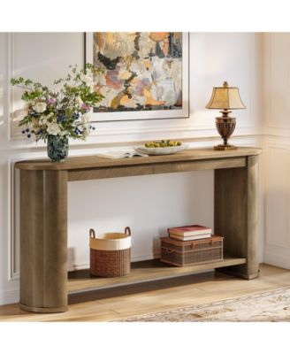 63" Console Table with Shelf, Slim Entryway Sofa Table for Living Room