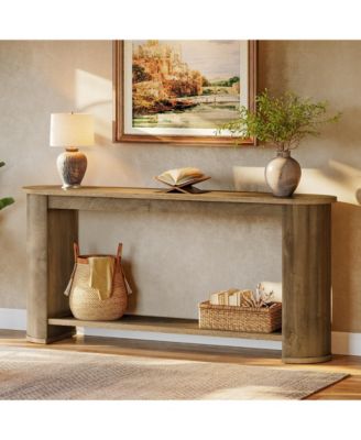 63" Console Table with Shelf, Slim Entryway Sofa Table for Living Room