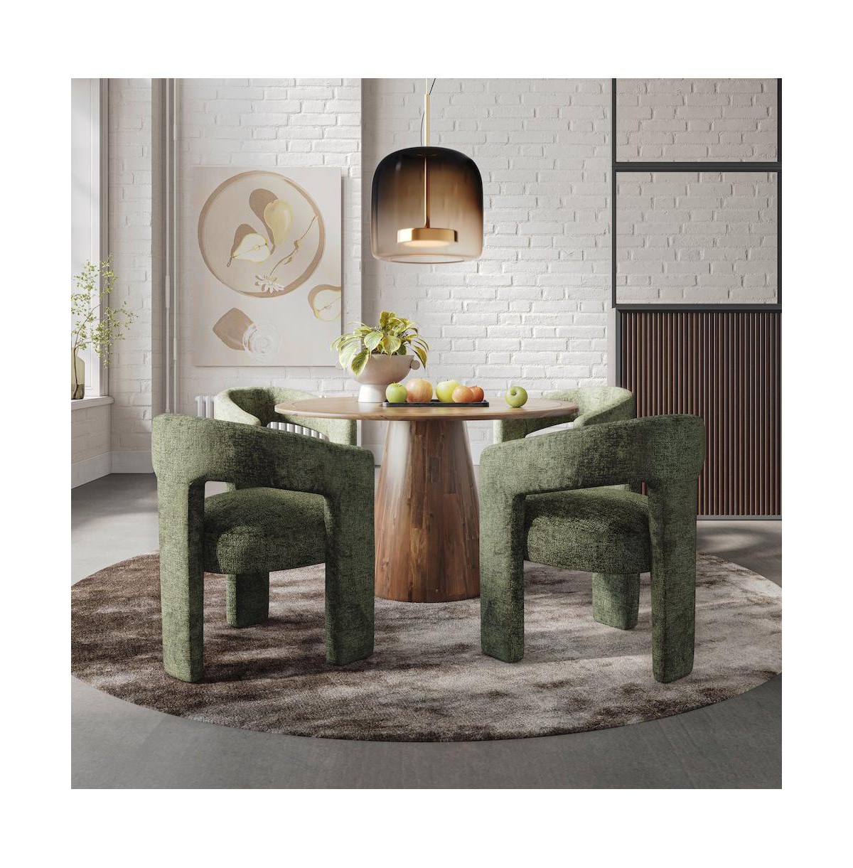 Jofran Gwen Modern Luxury Jacquard Fabric Upholstered Sculpture Armchair