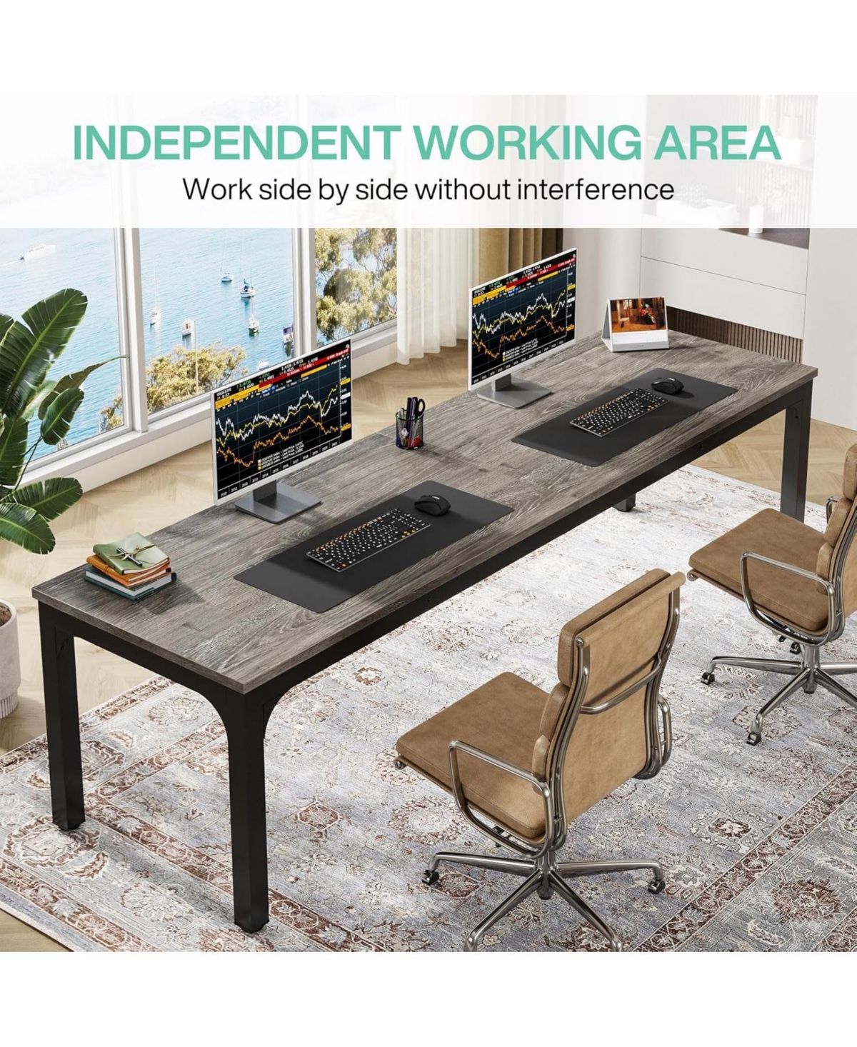 Tribesigns 78.7 Inches Computer Desk, Extra Long for 2 People