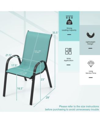 Set of 4 Patio Dining Chairs Stackable Armrest Space Saving Garden