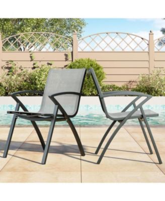 9-Piece Patio Dining Table Sets for 8, Outdoor Aluminum Frame Dining Furniture Set with Umbrella Hole Cut-Out Table, 8 Stirling Chairs