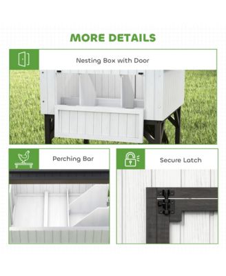 Chicken Coop Hen House with Nesting Box, Elevated Rabbit Hutch with Ramp