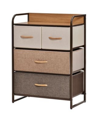 4-Drawer Dresser, Fabric Chest of Drawers, 3-Tier Storage Organizer with Foldable Drawers and Open Shelves for Bedroom and Living Room
