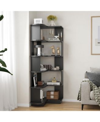 5-Tier Corner Bookshelf - L-Shaped Freestanding Bookcase, Storage Shelf & Display Stand for Living Room, Home Office