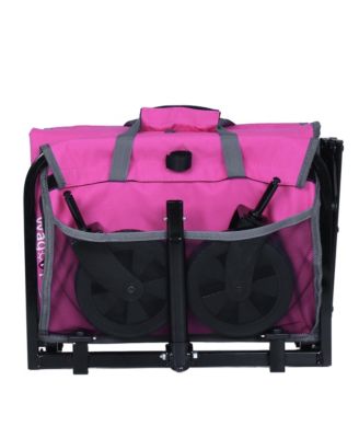 Convertible Folding 4-Wheel Wagon Cart - Heavy Duty Trolley with Bench Seat and Dog Leash, 360 lbs Capacity for Camping, Shopping