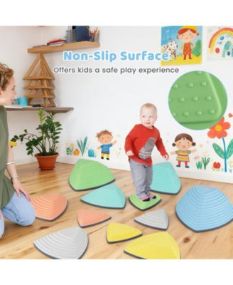 6-Piece Steppingstones for Kids, Non-Slip Balance Stones with Storage Bag