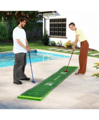 11 ft Putting Green Mat with 2 Adjustable Putters & 6 Balls