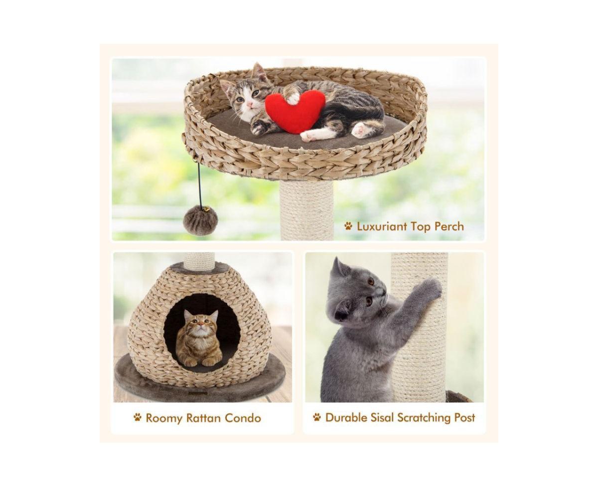 Aostirmotor 28" Handmade Cat Tree Tower with Jump Platform