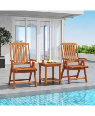 4PCS Foldable Patio Chair w/Armrest Curved Back Slatted Seat for Backyard Deck