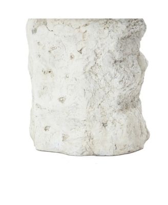  Outdoor Side Table, 18.7" MgO Patio Accent with Textured Base & Smooth Round Top