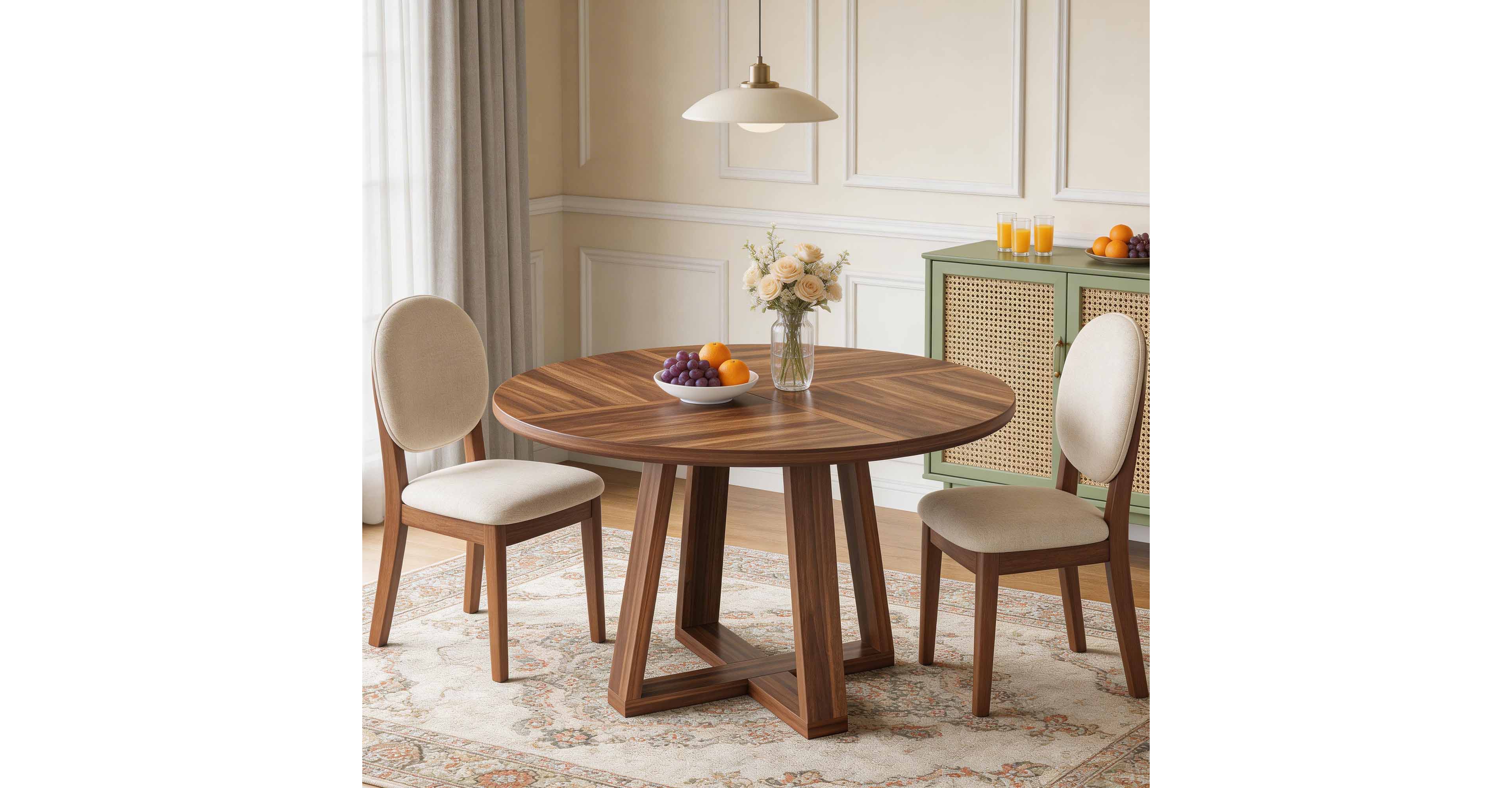 gaomon Round Dining Table for 4-6 People, 47 Inches Dining Room Table with Pedestal Base(Table Only )