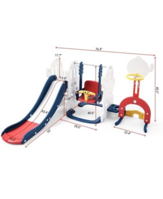 7 in 1 Toddler Slide and Swing Set with Slipping Slope Basketball Hoop Soccer Golf Ring Toss Game