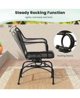 Patio Rocking Chairs Set of 2 w/ Metal Mesh Backrest & Seat Armrests Gentle