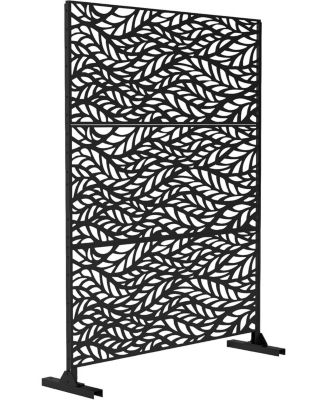 Outdoor Privacy Screen, Metal Freestanding Patio Divider for Garden, Deck & Balcony