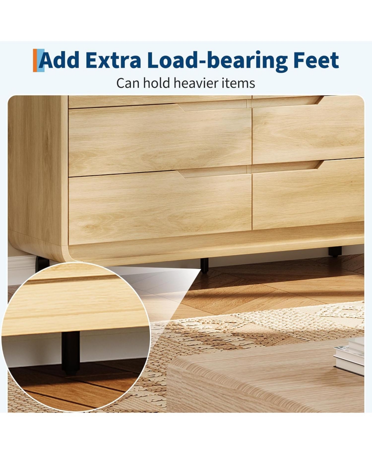 gaomon 6 Drawers Dresser for Bedroom, Modern Chest of Drawers with Large Wood Storage Dresser, Wood Closet Clothes Storage Organizer