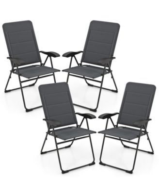 4PCS Patio Folding Chairs Back Adjustable Reclining Padded Garden Furniture