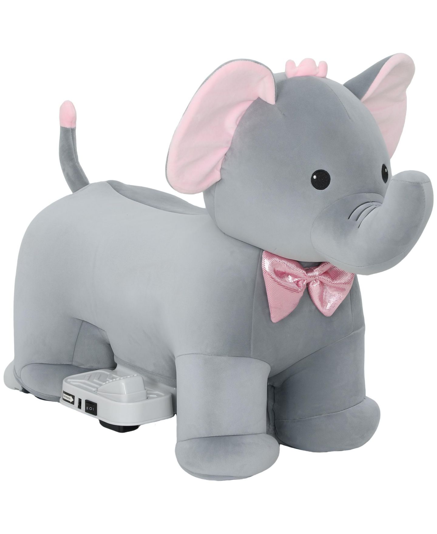 Детская игрушка Qaba 6V Ride-On Elephant with Music Ride-On Toy, 55 lbs. Capacity, Ages 1.5-5 Years, цвет: Серый — фото 1